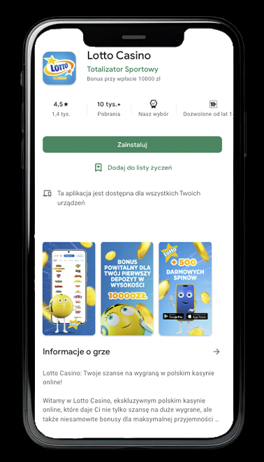Aplikacja mobilna Lotto Casino z bonusem powitalnym